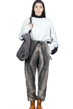 Fashion Kapital THUNDER MOTHER Fleece EASY Pants - Grey x Beige