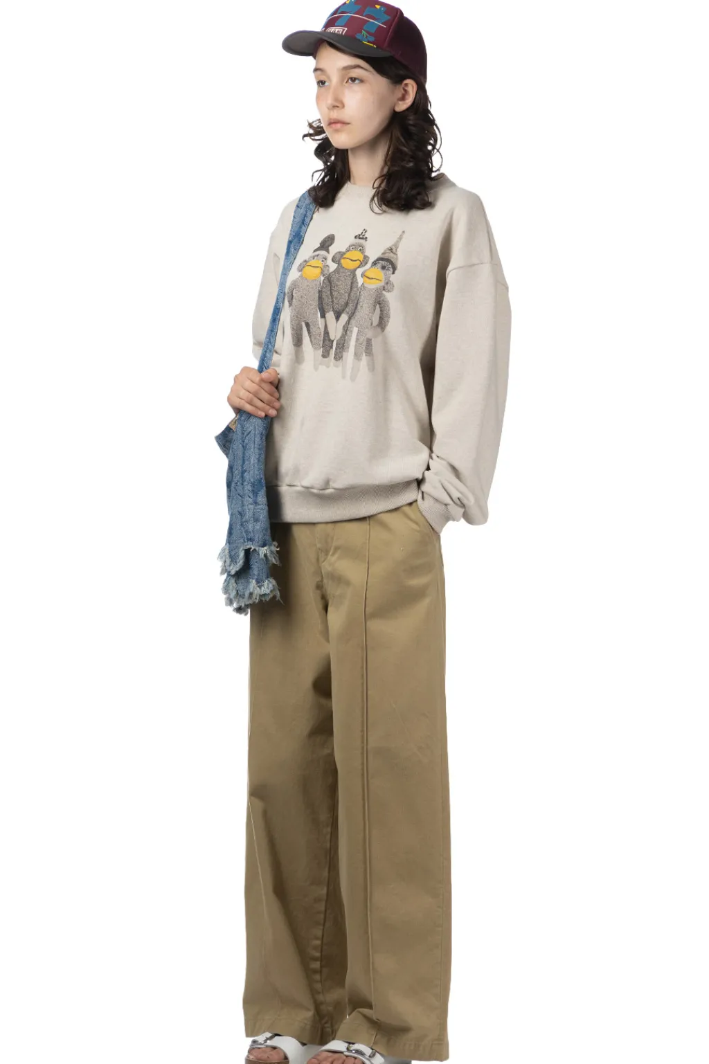 Clearance Kapital TOP SWT Knit Crew SWT (MONKEY AMIGOS) - Natural
