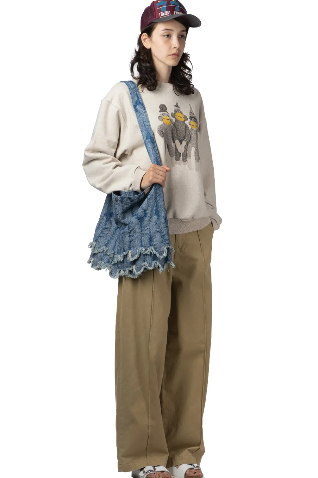 Clearance Kapital TOP SWT Knit Crew SWT (MONKEY AMIGOS) - Natural