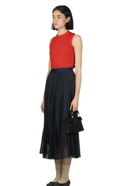 Clearance Manon Tricot Pleated Skirt - Navy