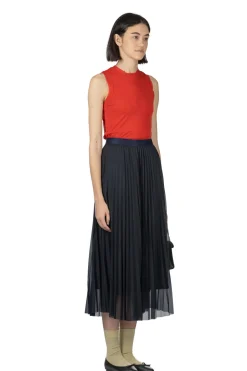 Clearance Manon Tricot Pleated Skirt - Navy
