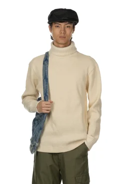 Sale Nigel Cabourn Turtleneck Waffle Sweatshirt - Ivory
