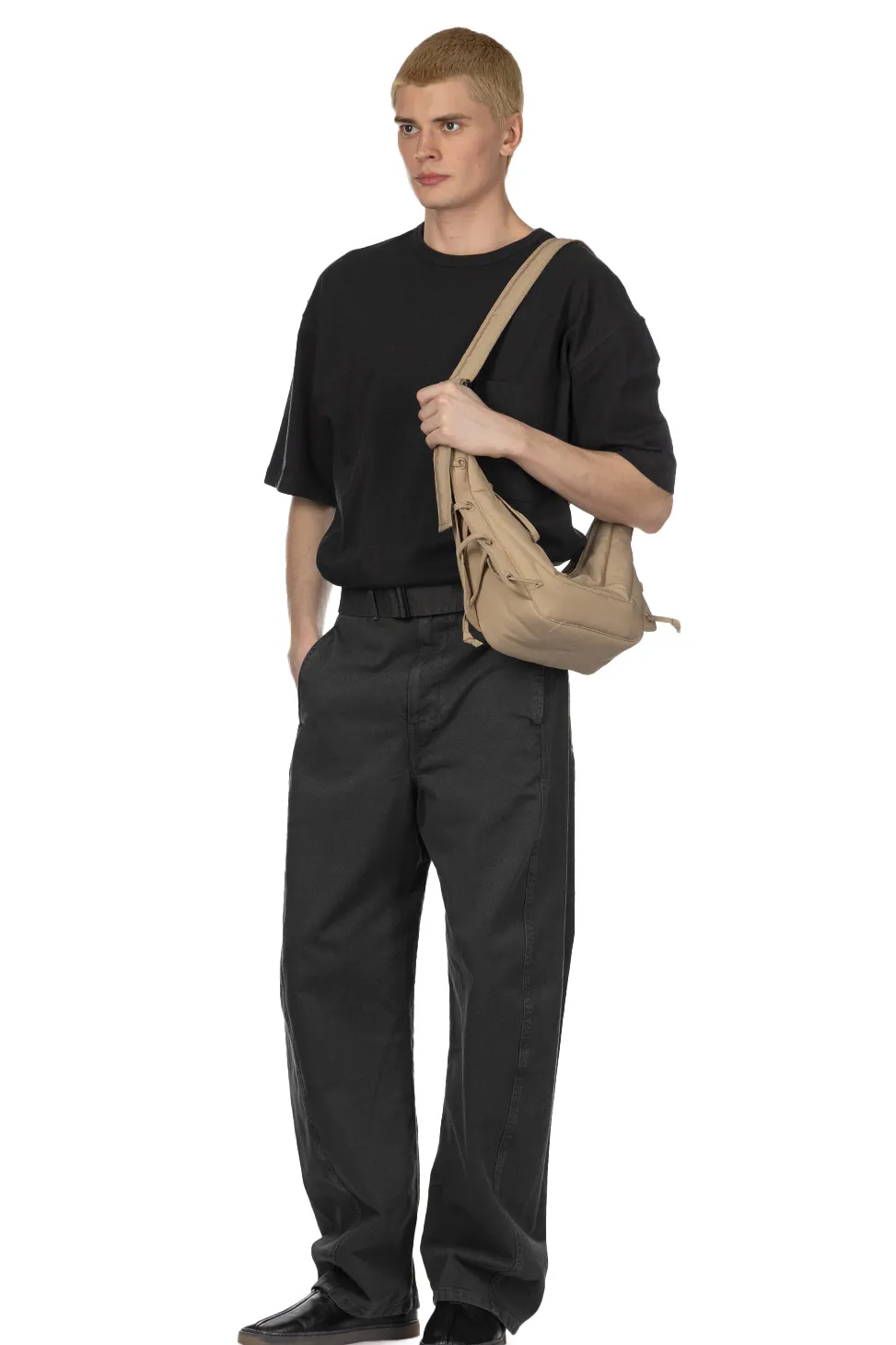 New LEMAIRE Twisted Belted Pants - Carbon Blue