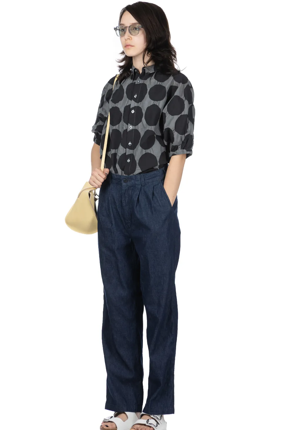 Clearance OrSlow Two Tuck Denim Wide Trouser - One Wash