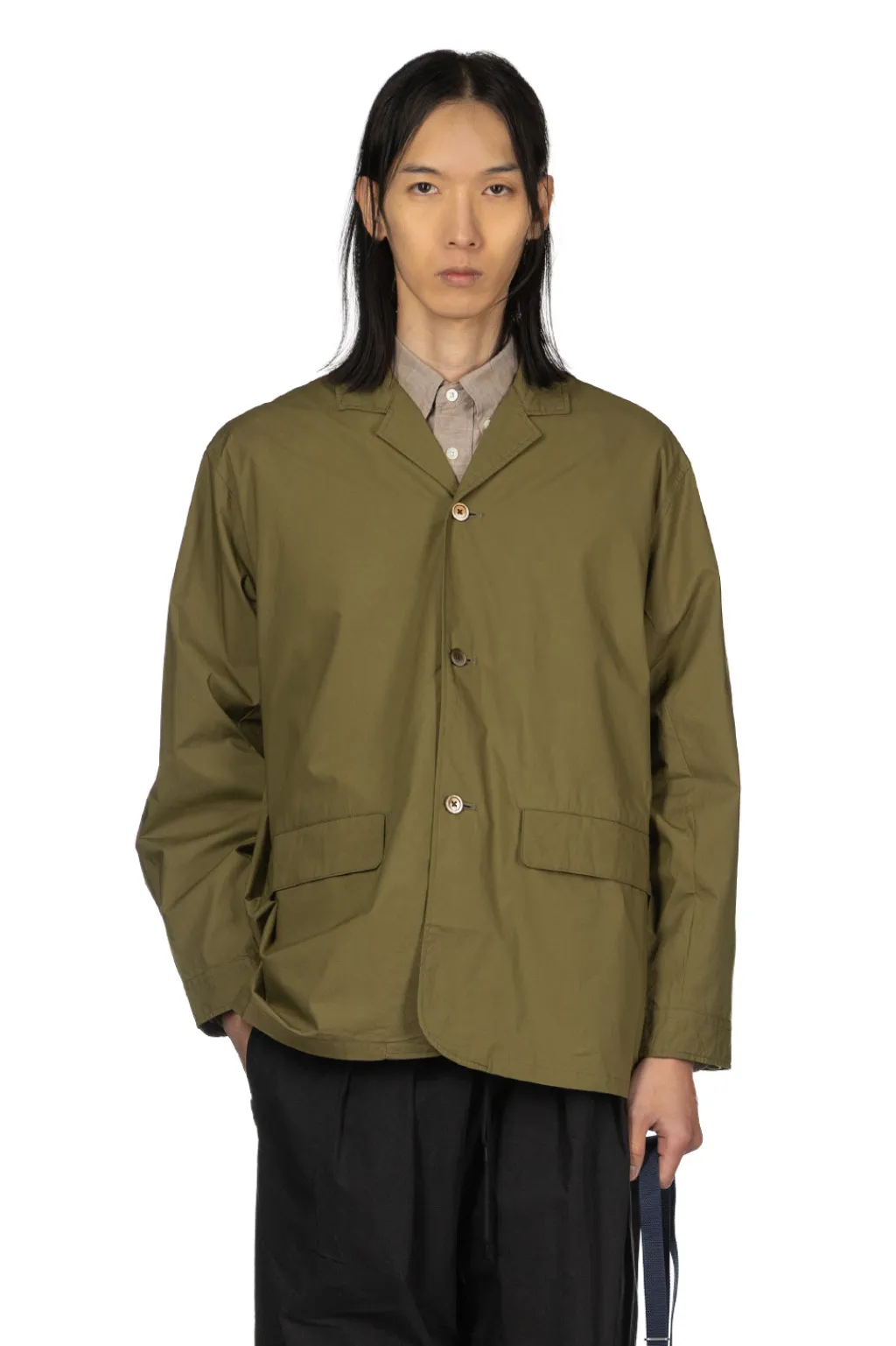 Clearance Manual Alphabet Typewriter Shirt Jacket - ML Green