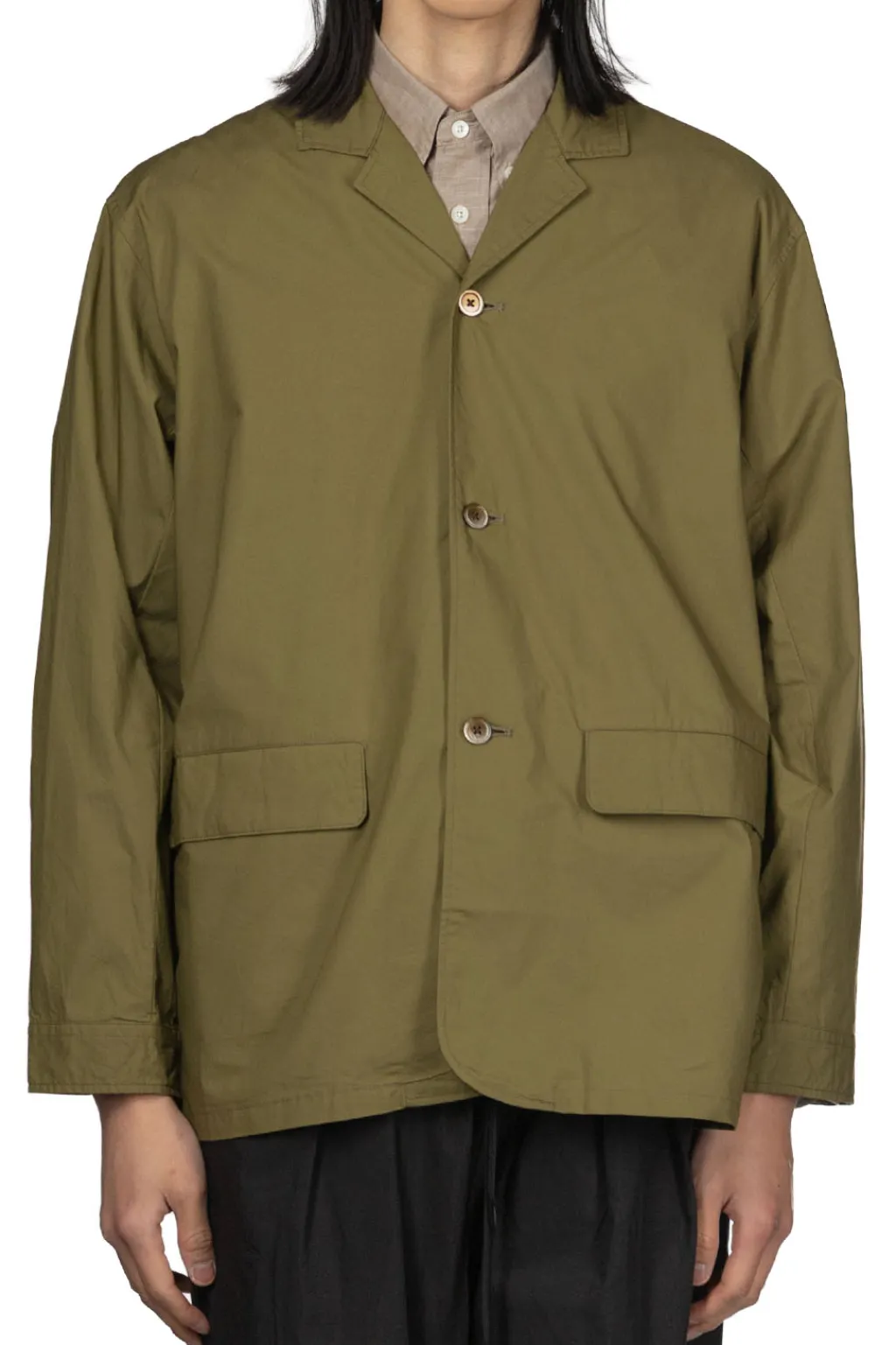 Clearance Manual Alphabet Typewriter Shirt Jacket - ML Green