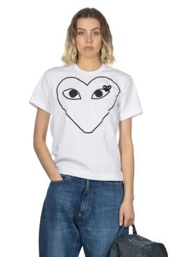 Sale Comme Des Garcons Play Unisex Big Black Heart T-Shirt - White