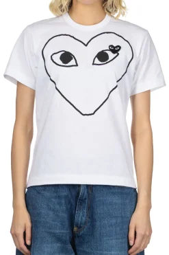 Sale Comme Des Garcons Play Unisex Big Black Heart T-Shirt - White