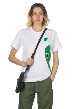 Hot Comme Des Garcons Play Unisex Big x Small Green Heart T-Shirt - White