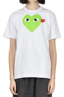 Sale Comme Des Garcons Play Unisex Big x Small Green Heart T-Shirt - White