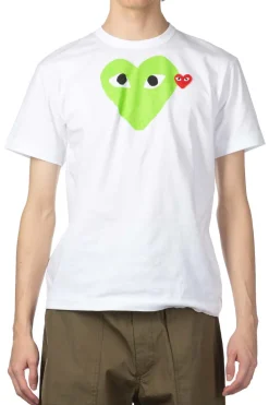 Sale Comme Des Garcons Play Unisex Big x Small Green Heart T-Shirt - White
