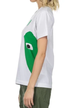 Hot Comme Des Garcons Play Unisex Big x Small Green Heart T-Shirt - White