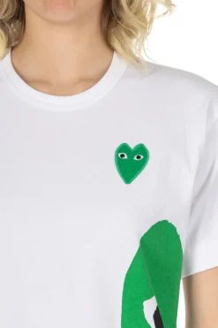 Hot Comme Des Garcons Play Unisex Big x Small Green Heart T-Shirt - White