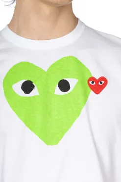 Sale Comme Des Garcons Play Unisex Big x Small Green Heart T-Shirt - White