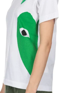 Hot Comme Des Garcons Play Unisex Big x Small Green Heart T-Shirt - White