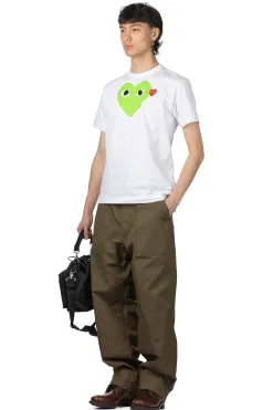 Sale Comme Des Garcons Play Unisex Big x Small Green Heart T-Shirt - White