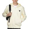 Clearance Comme Des Garcons Play Unisex Black Heart Full Zip Hoodie - Ivory