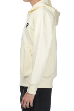 Clearance Comme Des Garcons Play Unisex Black Heart Full Zip Hoodie - Ivory