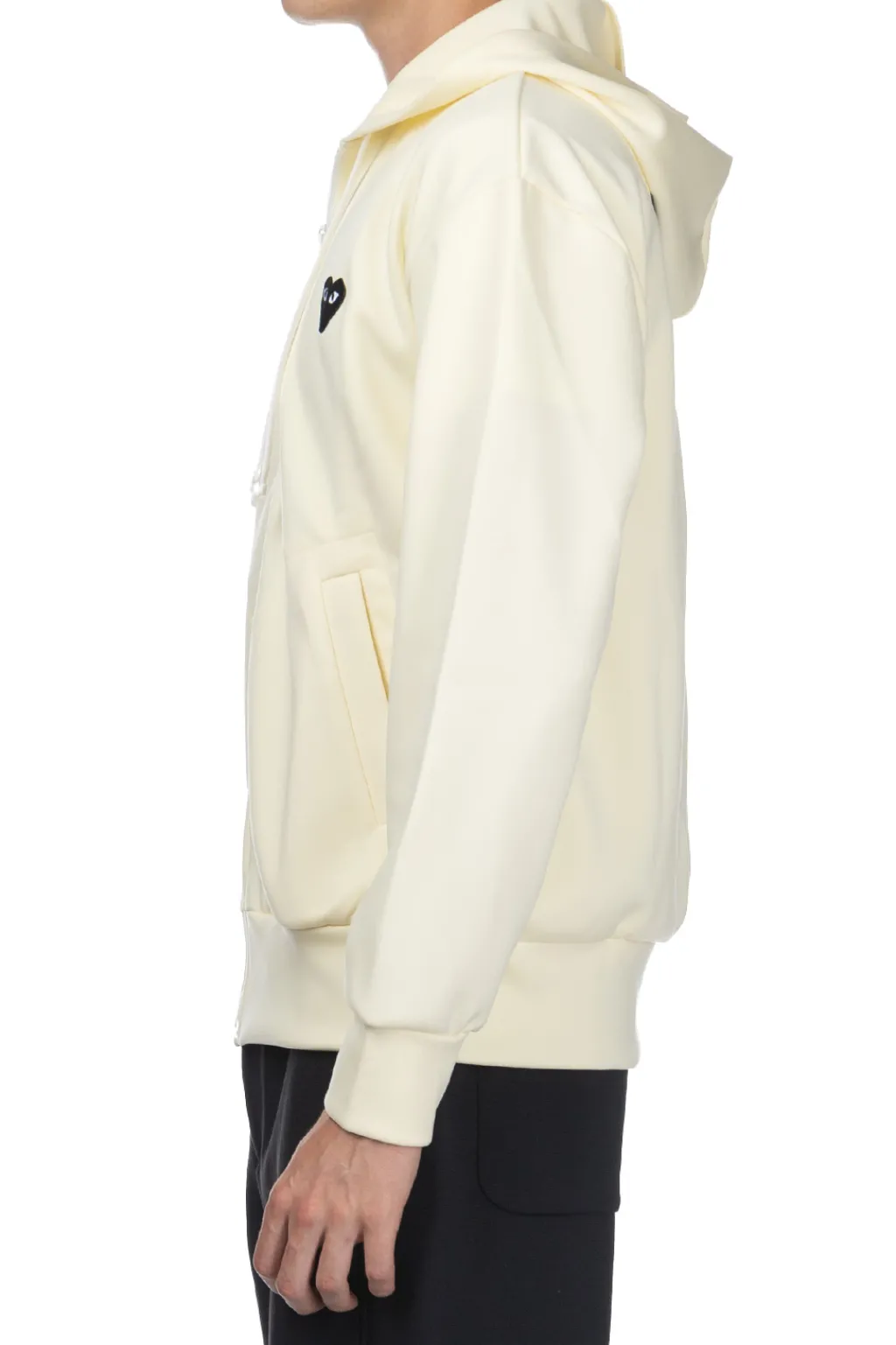 Clearance Comme Des Garcons Play Unisex Black Heart Full Zip Hoodie - Ivory
