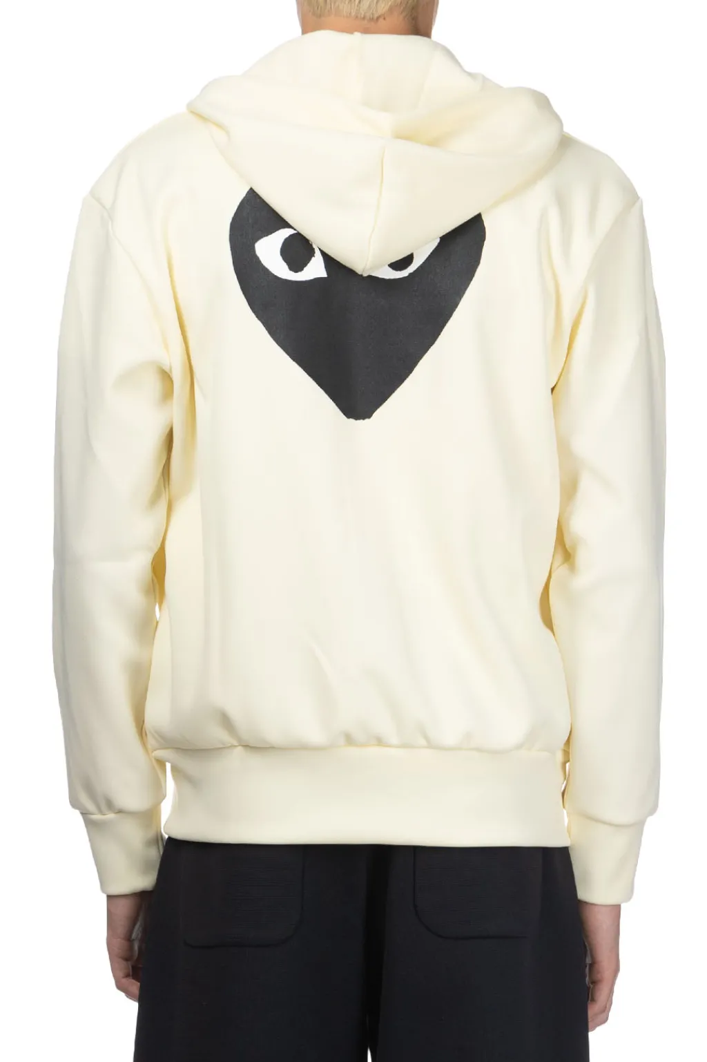 Clearance Comme Des Garcons Play Unisex Black Heart Full Zip Hoodie - Ivory