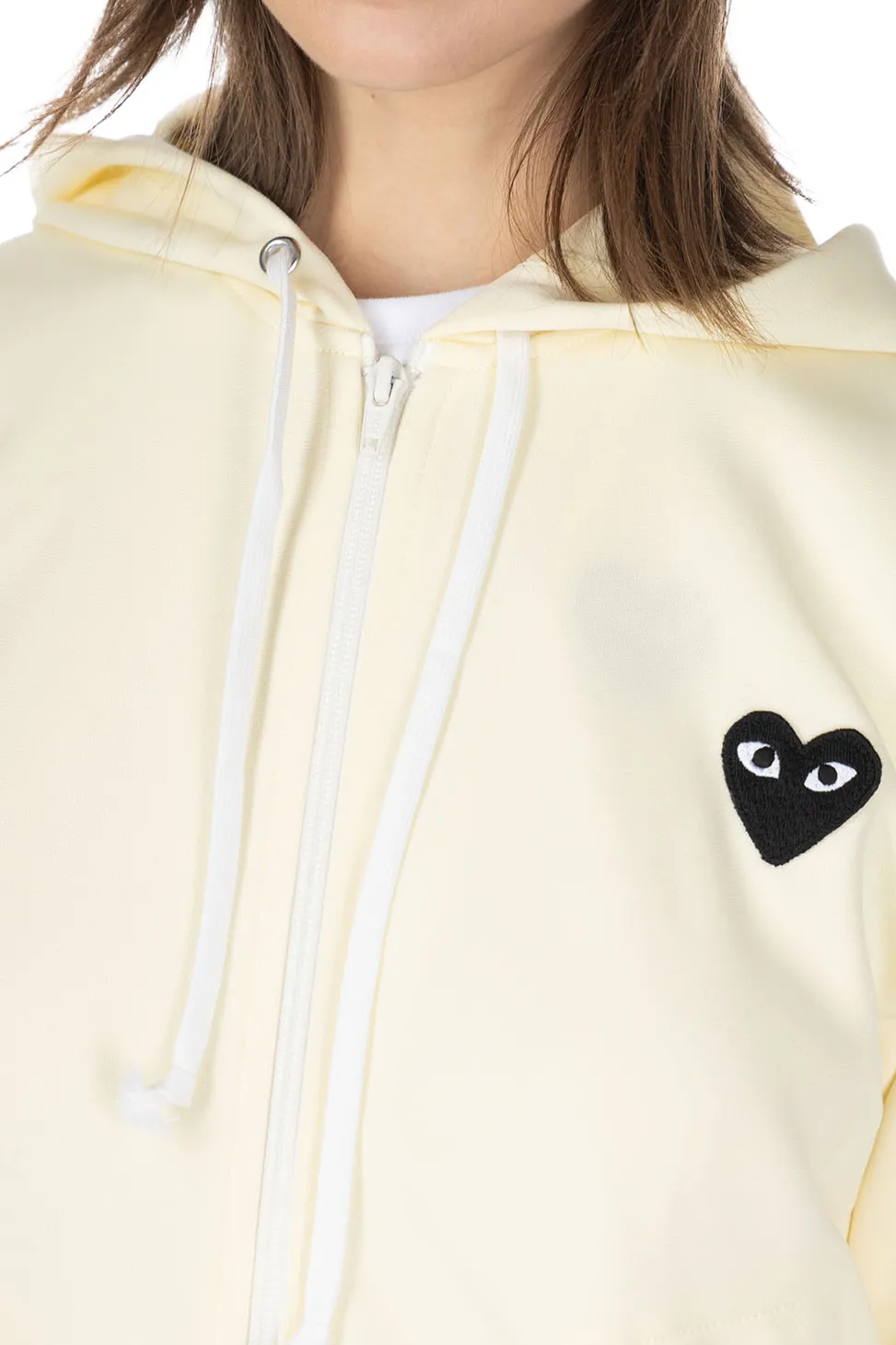 Outlet Comme Des Garcons Play Unisex Black Heart Full Zip Hoodie - Ivory