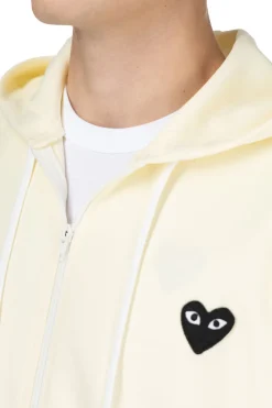Clearance Comme Des Garcons Play Unisex Black Heart Full Zip Hoodie - Ivory