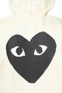 Clearance Comme Des Garcons Play Unisex Black Heart Full Zip Hoodie - Ivory