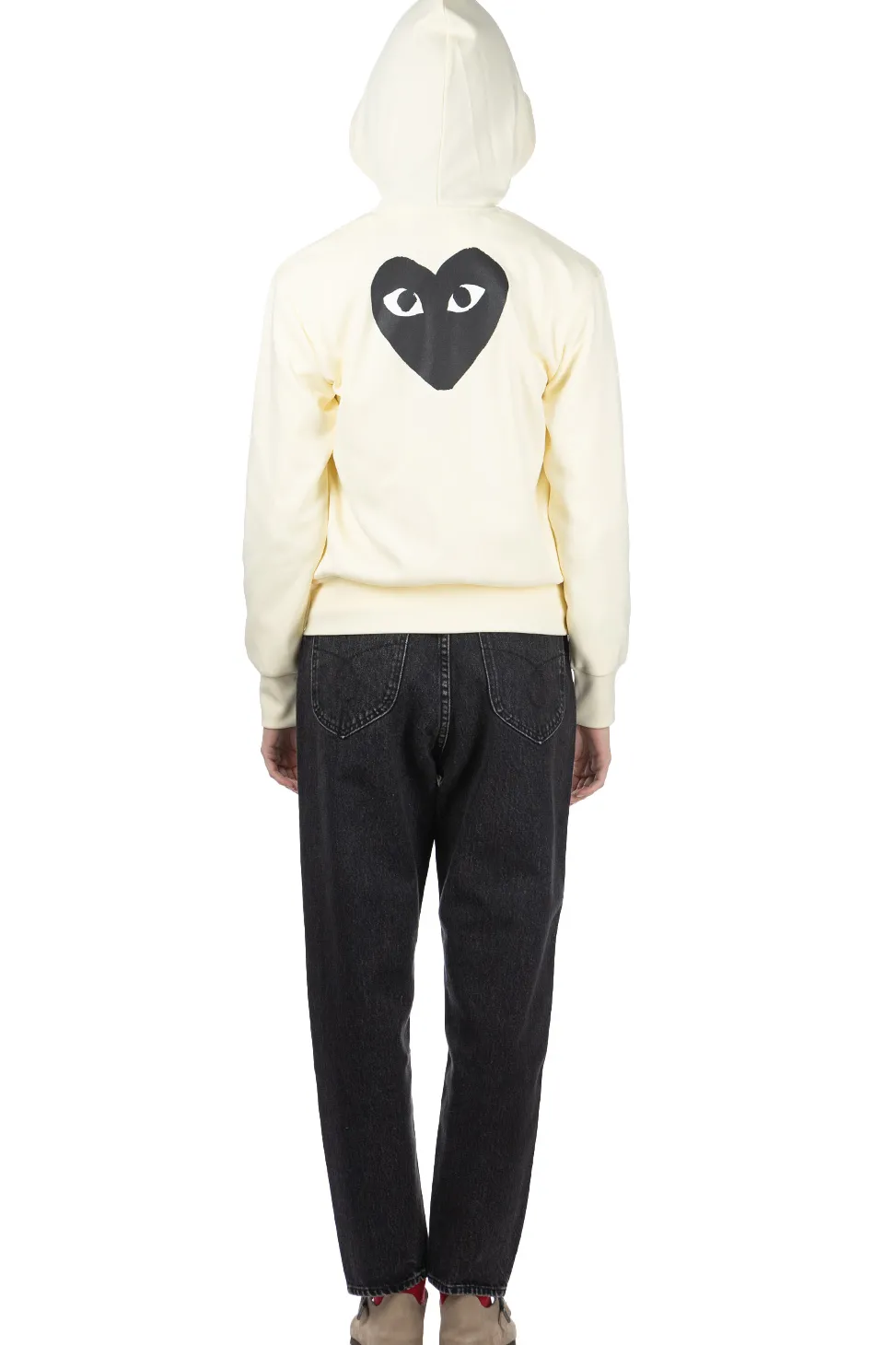 Outlet Comme Des Garcons Play Unisex Black Heart Full Zip Hoodie - Ivory