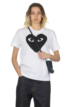 Best Comme Des Garcons Play Unisex Black Heart T-Shirt - White x Black