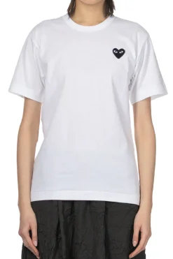 Clearance Comme Des Garcons Play Unisex Black Heart T-Shirt - White