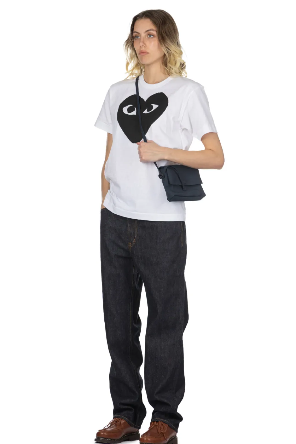 Best Comme Des Garcons Play Unisex Black Heart T-Shirt - White x Black