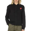 New Comme Des Garcons Play Unisex Double Red Heart Zip Hoodie - Black