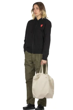 New Comme Des Garcons Play Unisex Double Red Heart Zip Hoodie - Black