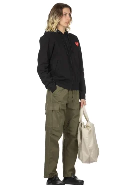 New Comme Des Garcons Play Unisex Double Red Heart Zip Hoodie - Black