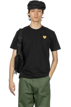 Discount Comme Des Garcons Play Unisex Gold Heart T-Shirt - Black