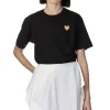 Hot Comme Des Garcons Play Unisex Gold Heart T-Shirt - Black