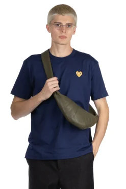 Hot Comme Des Garcons Play Unisex Gold Heart T-Shirt - Navy