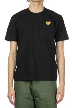 Discount Comme Des Garcons Play Unisex Gold Heart T-Shirt - Black
