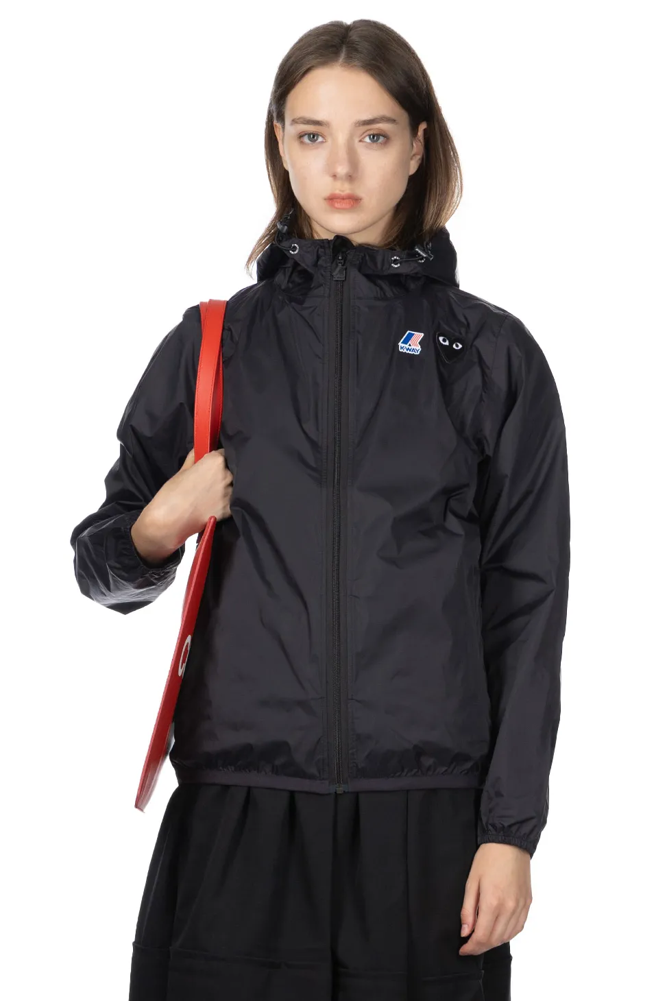 Clearance Comme Des Garcons Play Unisex K-WAY Hoodie Full Zip - Black