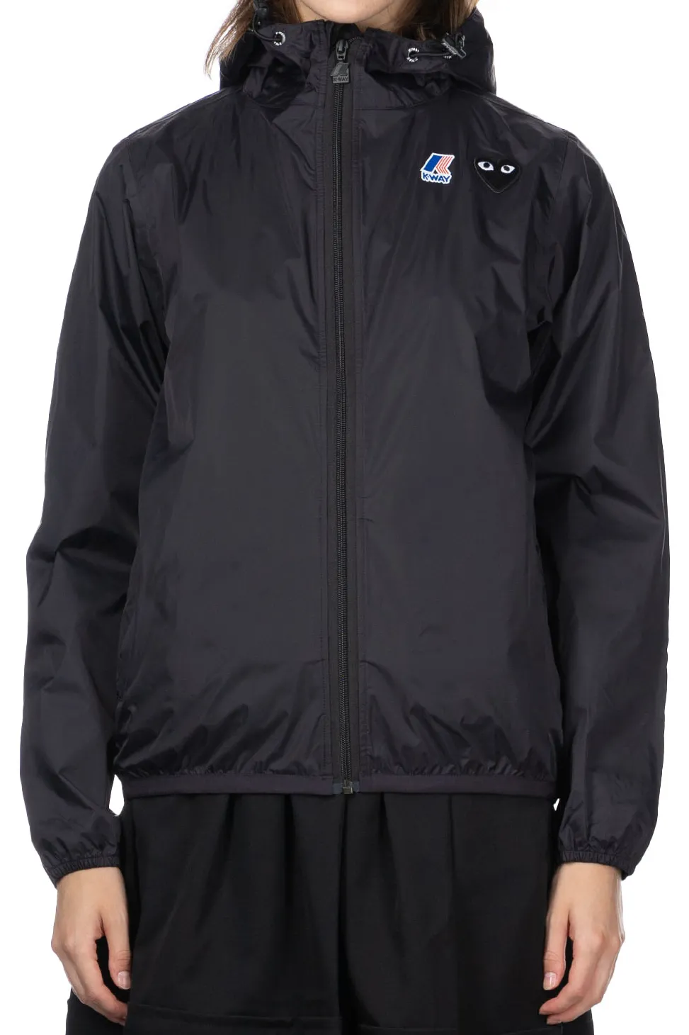 Clearance Comme Des Garcons Play Unisex K-WAY Hoodie Full Zip - Black
