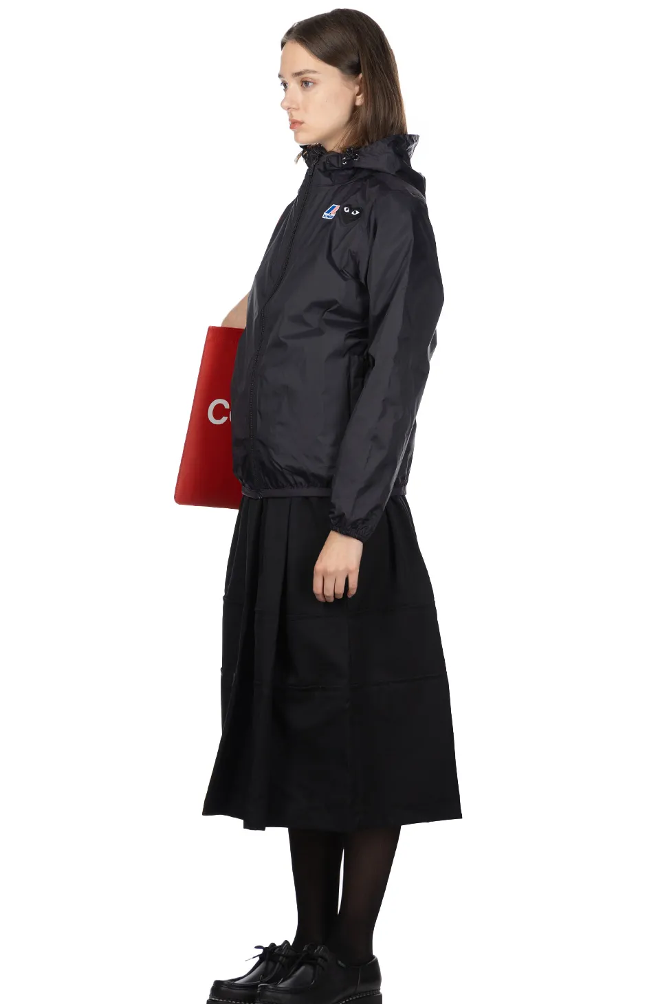 Clearance Comme Des Garcons Play Unisex K-WAY Hoodie Full Zip - Black
