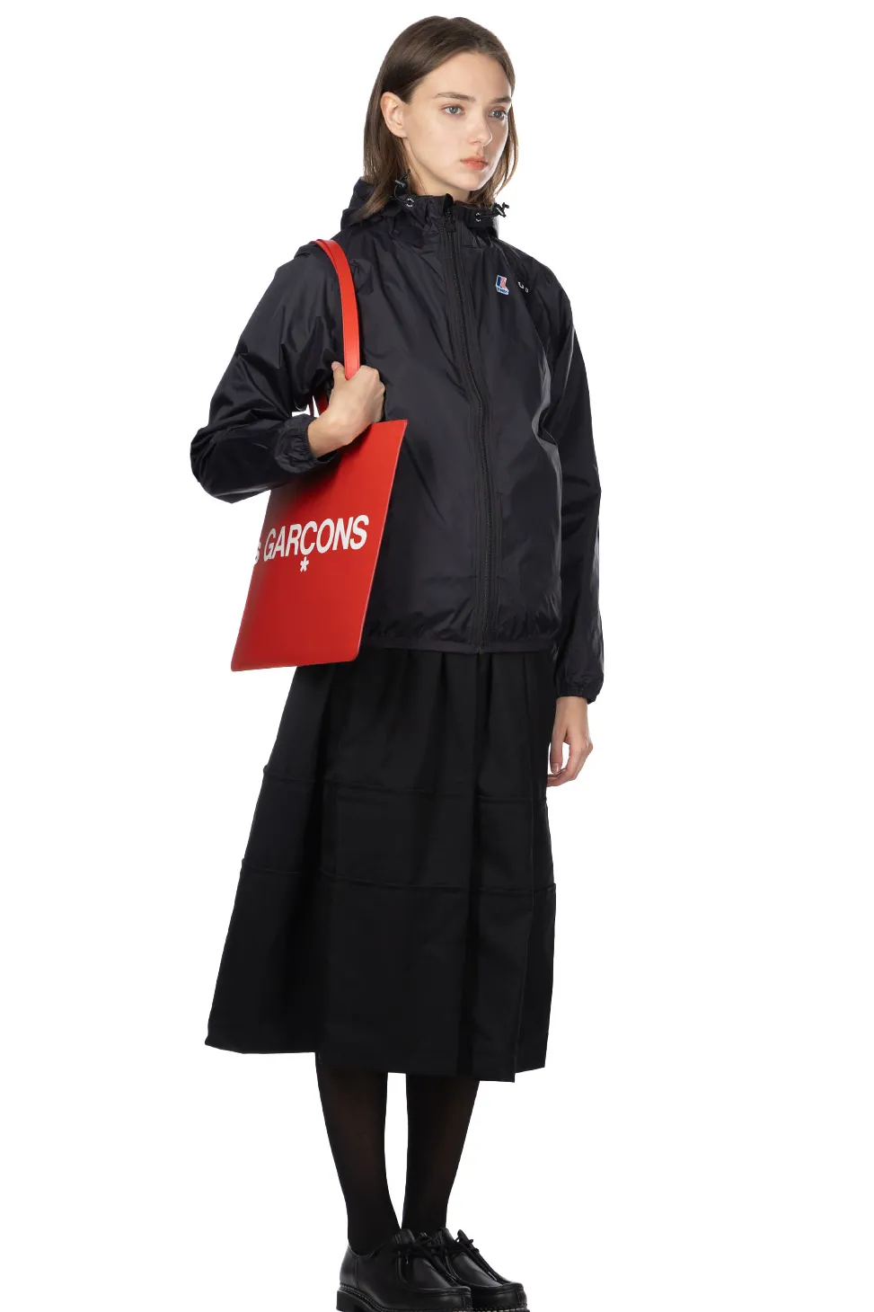 Clearance Comme Des Garcons Play Unisex K-WAY Hoodie Full Zip - Black