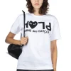 Fashion Comme Des Garcons Play Unisex Play Text Logo T-Shirt - White