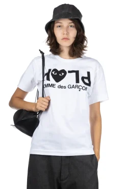 Fashion Comme Des Garcons Play Unisex Play Text Logo T-Shirt - White