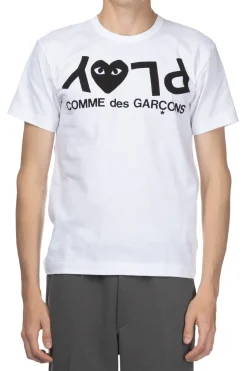 Sale Comme Des Garcons Play Unisex Play Text Logo T-Shirt - White
