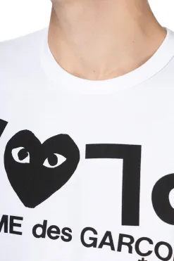 Sale Comme Des Garcons Play Unisex Play Text Logo T-Shirt - White