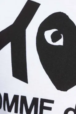 Sale Comme Des Garcons Play Unisex Play Text Logo T-Shirt - White