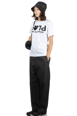 Fashion Comme Des Garcons Play Unisex Play Text Logo T-Shirt - White