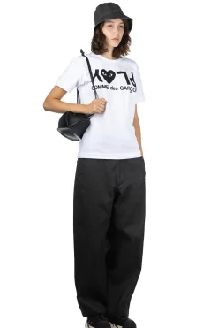 Fashion Comme Des Garcons Play Unisex Play Text Logo T-Shirt - White