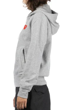 Best Comme Des Garcons Play Unisex Red Heart Full Zip Hoodie - Grey
